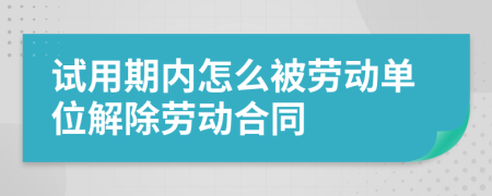 试用期内怎么被劳动单位解除劳动合同