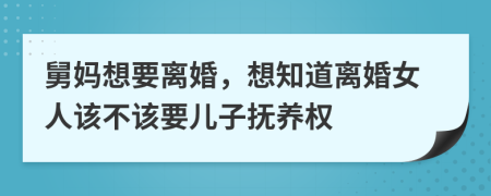 舅妈想要离婚，想知道离婚女人该不该要儿子抚养权