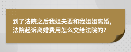 到了法院之后我姐夫要和我姐姐离婚,法院起诉离婚费用怎么交给法院的？