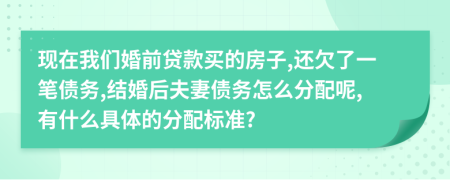 现在我们婚前贷款买的房子,还欠了一笔债务,结婚后夫妻债务怎么分配呢,有什么具体的分配标准?