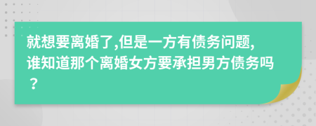 就想要离婚了,但是一方有债务问题,谁知道那个离婚女方要承担男方债务吗？