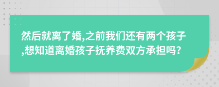 然后就离了婚,之前我们还有两个孩子,想知道离婚孩子抚养费双方承担吗？