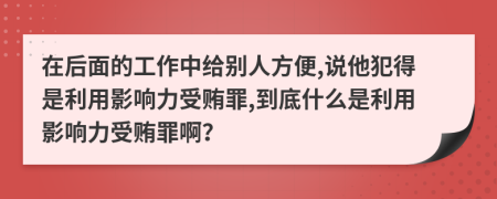 在后面的工作中给别人方便,说他犯得是利用影响力受贿罪,到底什么是利用影响力受贿罪啊？