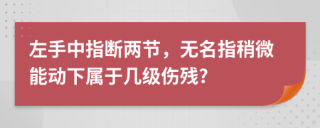 左手中指断两节，无名指稍微能动下属于几级伤残?