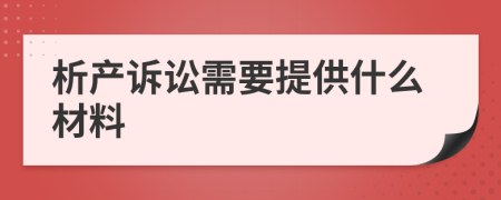 析产诉讼需要提供什么材料