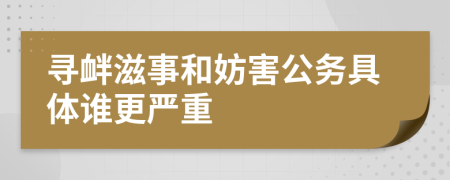 寻衅滋事和妨害公务具体谁更严重