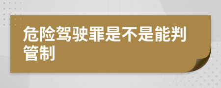 危险驾驶罪是不是能判管制