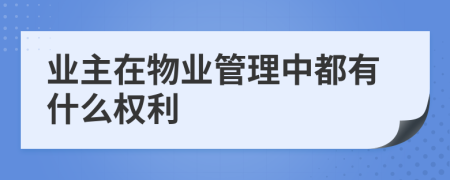 业主在物业管理中都有什么权利