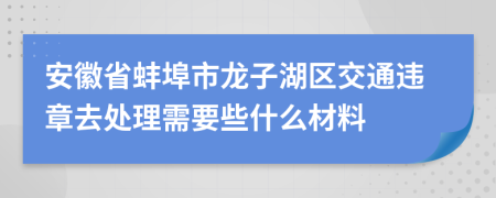 安徽省蚌埠市龙子湖区交通违章去处理需要些什么材料