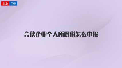 合伙企业个人所得税怎么申报