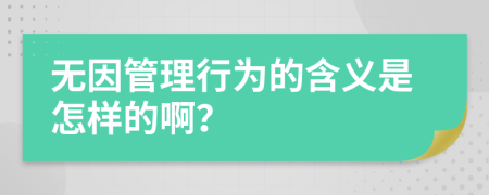 无因管理行为的含义是怎样的啊？