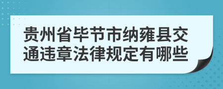 贵州省毕节市纳雍县交通违章法律规定有哪些