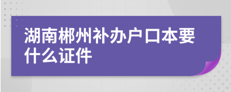 湖南郴州补办户口本要什么证件