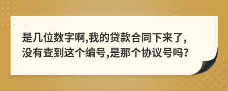 是几位数字啊,我的贷款合同下来了,没有查到这个编号,是那个协议号吗？