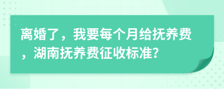 离婚了，我要每个月给抚养费，湖南抚养费征收标准？