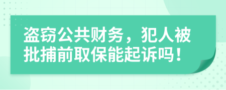 盗窃公共财务，犯人被批捕前取保能起诉吗！