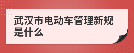 武汉市电动车管理新规是什么