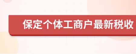 保定个体工商户最新税收