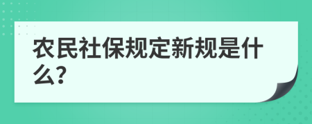 农民社保规定新规是什么？