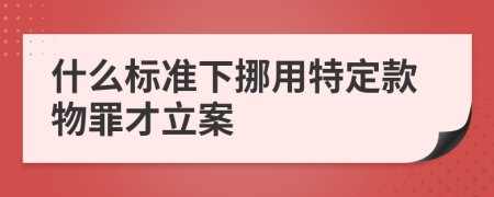 什么标准下挪用特定款物罪才立案