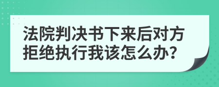法院判决书下来后对方拒绝执行我该怎么办？