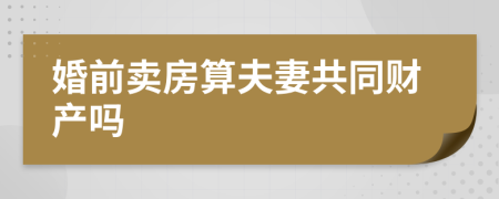 婚前卖房算夫妻共同财产吗