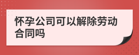 怀孕公司可以解除劳动合同吗