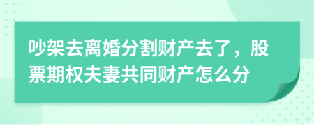 吵架去离婚分割财产去了，股票期权夫妻共同财产怎么分