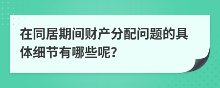 在同居期间财产分配问题的具体细节有哪些呢？