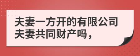 夫妻一方开的有限公司夫妻共同财产吗，