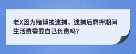 老X因为赌博被逮捕，逮捕后羁押期间生活费需要自己负责吗?