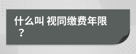 什么叫 视同缴费年限 ？