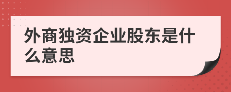 外商独资企业股东是什么意思