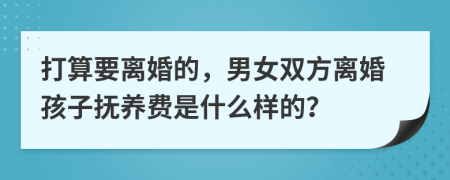 打算要离婚的，男女双方离婚孩子抚养费是什么样的？