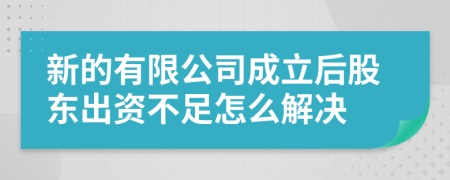 新的有限公司成立后股东出资不足怎么解决