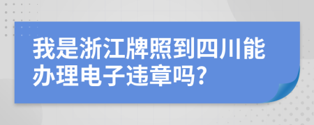 我是浙江牌照到四川能办理电子违章吗?