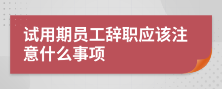 试用期员工辞职应该注意什么事项