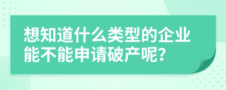 想知道什么类型的企业能不能申请破产呢？