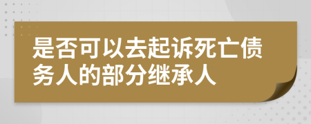 是否可以去起诉死亡债务人的部分继承人