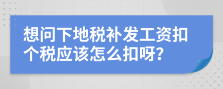 想问下地税补发工资扣个税应该怎么扣呀？