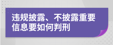 违规披露、不披露重要信息要如何判刑