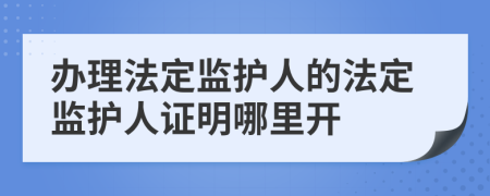办理法定监护人的法定监护人证明哪里开