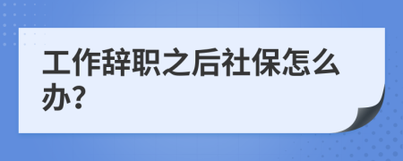 工作辞职之后社保怎么办？