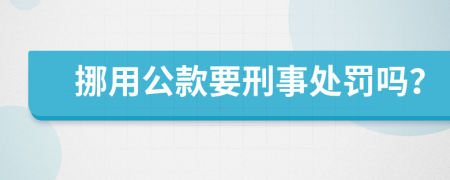 挪用公款要刑事处罚吗？