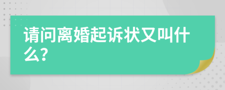 请问离婚起诉状又叫什么？