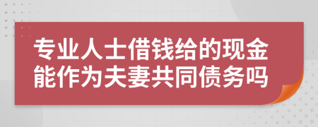 专业人士借钱给的现金能作为夫妻共同债务吗