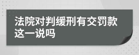 法院对判缓刑有交罚款这一说吗