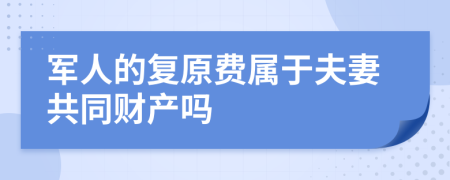 军人的复原费属于夫妻共同财产吗