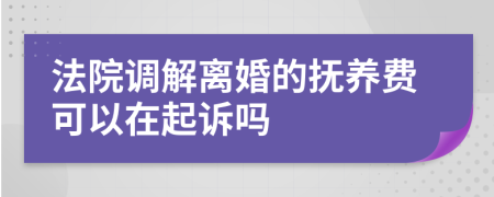 法院调解离婚的抚养费可以在起诉吗