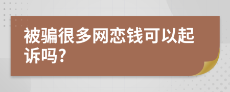 被骗很多网恋钱可以起诉吗?